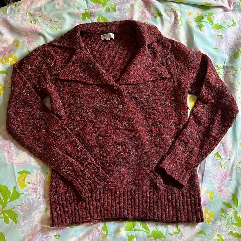 Vintage YSL Yves Saint Laurent Notched Collar Sweater - M